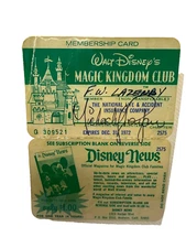 Vtg 1972 MAGIC KINGDOM CLUB Disneyland Membership card