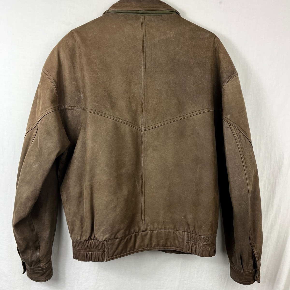 Vintage 90s Leather Bomber Jacket Men L Oversize Aviator