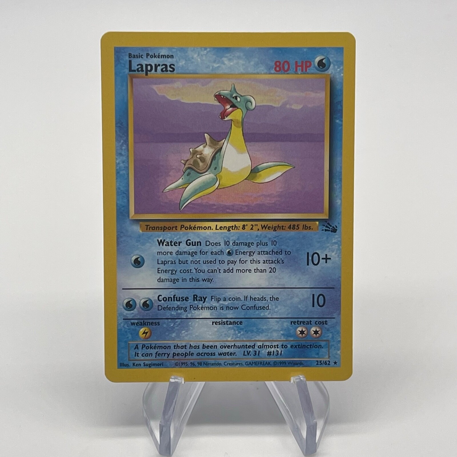 Lapras 25/64  - Rare - Vintage WotC 1999 Fossil Set Authentic Pokemon Card