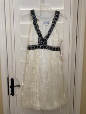 Sue wong dress Silk Beaded Evening gown white Fancy Sz 6  fits like 4  New B3 