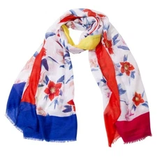 Soft Floral Print Oblong Scarf for Women Lightweight Cotton Viscose Fashion Chic