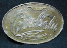 Vtg. Coca Cola Coke Oval Metal Belt Buckle 5 Cents At Fountain