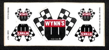 Wynn's Racing Decal / Auto 5pc. Sticker Sheet w/ Crossed Checkered Flags c1970