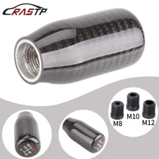 5 Speed Universal Real Black Carbon Fiber Manual Gear Shift Knob Shifter Lever