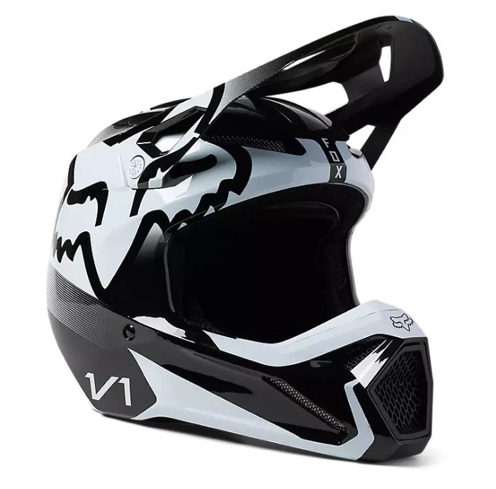 FOX RACING YOUTH V1 LEED MX HELMET BLACK WHITE MOTOCROSS