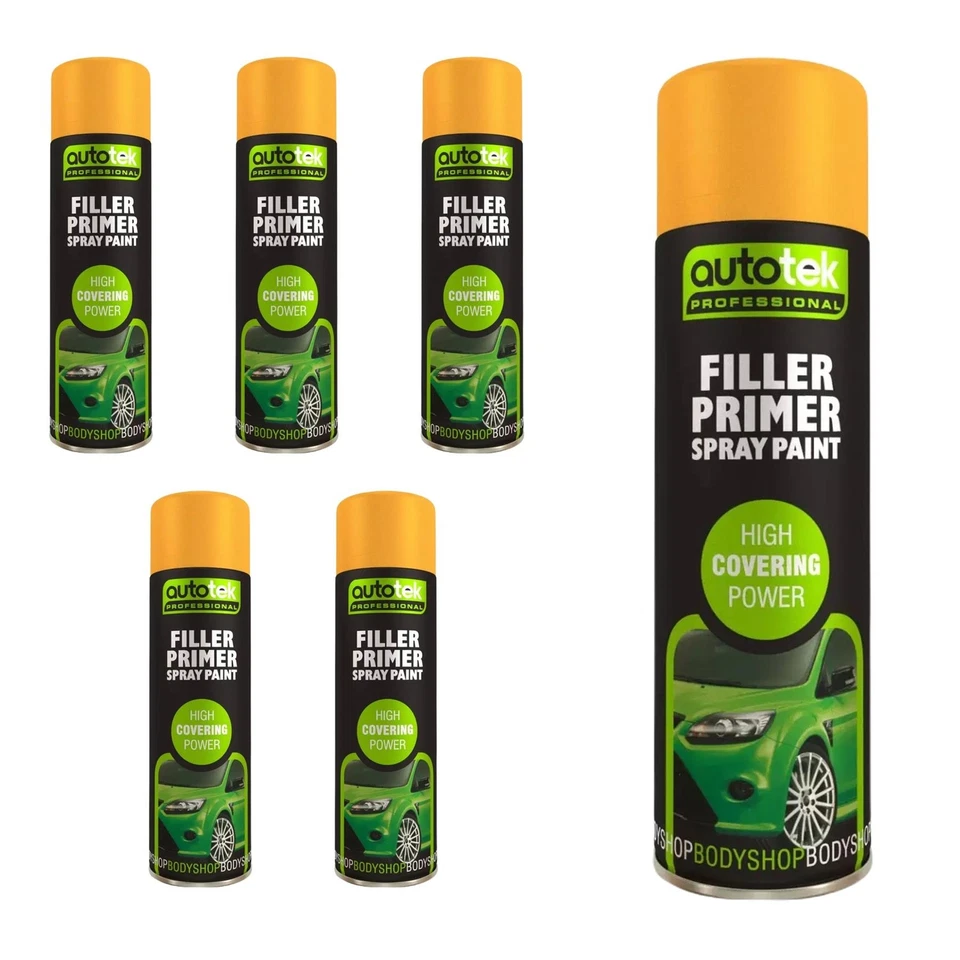AUTOTEK PROFESSIONAL AutoTek Filler Primer Multi-Purpose Aerosol Spray Paint 500ml x6