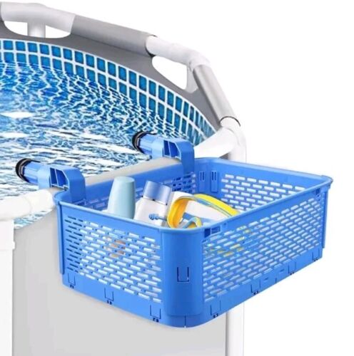 Teisaiko Poolside Storage Basket Thickened Above Ground Pool Storage Basket Blue