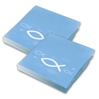 40X Itenga Servietten Fisch Taufe Kommunion Konfirmation Hellblau Weiß 30Cm 3Lag