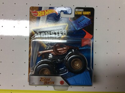 2016 Hot Wheels Monster Jam 1:64 ZOMBIE HUNTER Bronze Truck 4x4 Stunt Ramp #13