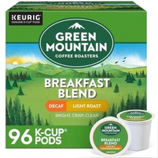 Green Mountain Coffee Roasters Breakfast Blend Decaf Coffee K-Cup Pods, 96 ct.