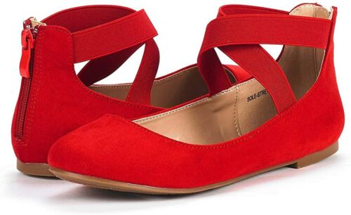 Damen-Ballerinas flach elastisch Knöchelriemen Slipper Halbschuhe Freizeitschuhe flache Schuhe - Bild 4 von 58