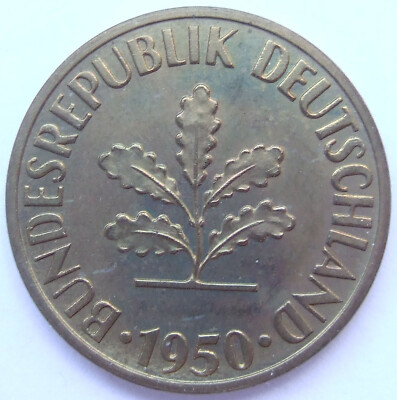 Coin Federal Republic of Germany 10 Pfennig 1950 D in Proof | eBay