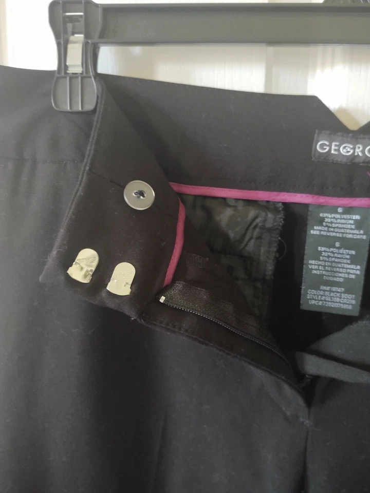 Pantalones capris para mujer George negros de vestir con puños talla 8 Foto 4 de 4