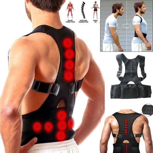 Adjustable Magnetic Posture Corrector Back Shoulder Support Brace Belt Men Women - Afbeelding 1 van 27