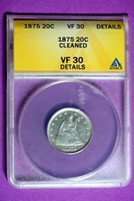 1875 ANACS VF30 Details Seated Liberty Twenty Cent #B5675