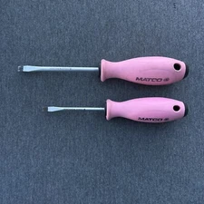 Matco Tools 2 Pink Flat/Slotted Screwdrivers SPP84C , SPP63C Witte Germany Rare