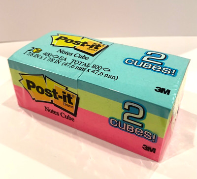 Post-it Notes Cube 1 7/8” x 1 7/8” 400 Sheets 2 Cubes Package= 800 ...
