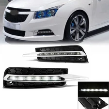 Fit 2009 2010 2011 2012 2013 Chevy Cruze Bumper LED DRL Fog Lights w/Bezel Pair