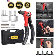 Rivet Gun, Pop Rivet Tool Kit with 200 Rivets and 4 Drill Bits, Manual Hand R...