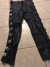 Herren Echt Leder Biker Hose