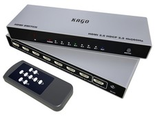 7-Port HDMI Switch 4K 60Hz, 7 in 1 Out HDMI Switcher with Remote Control, Sup...
