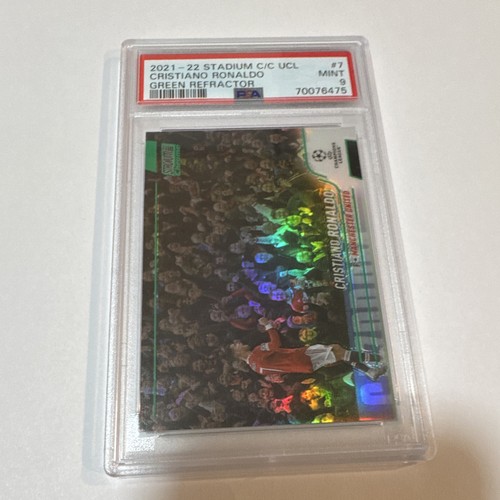 Topps 2021-22 Stadium Club Chrome UCL Cristiano Ronaldo #7 Green /150 PSA 9