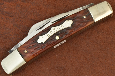 VINTAGE BOKER TREE BRAND MADE IN USA JUMBO CONGRESS KNIFE RED BONE (31307)