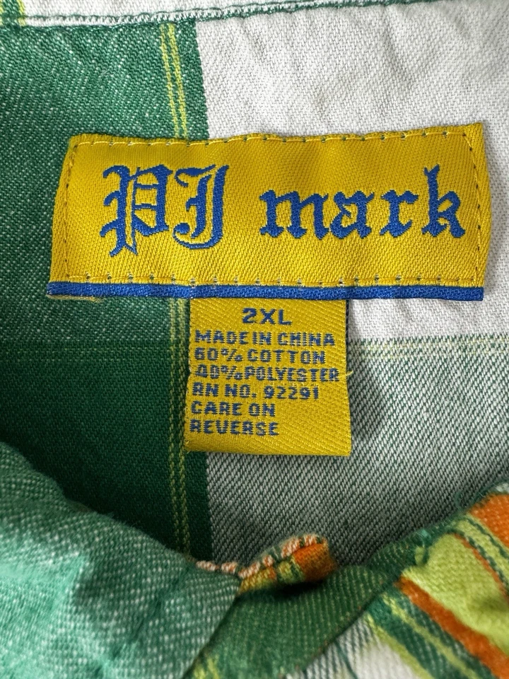 Camisa Polo De Colección Rara Para Hombres PJ Mark 2XL Irlandesa Kelly Verde A Cuadros Y2K Preparación Ropa de Calle Foto 3 de 4