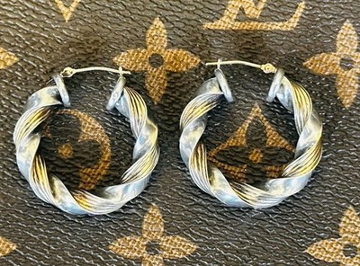 Peter Brams Designs Sterling Silber/14 Karat Gelbgold Creolen für durchbohrte Ohren