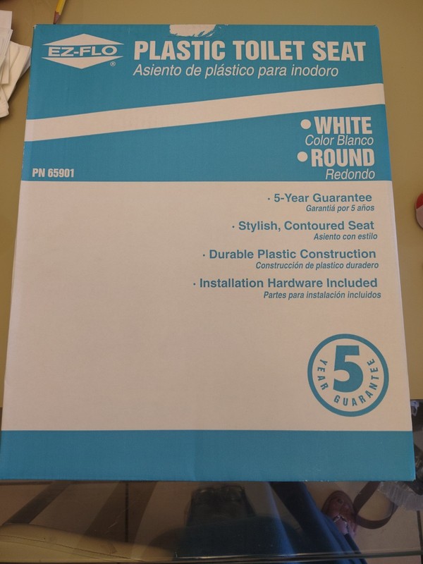 EZ-FLO Plastic Toilet Seat Brand New White And Round PN 65901