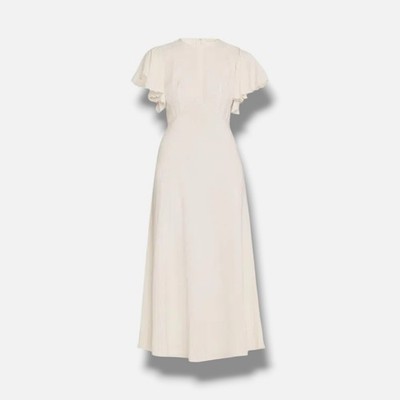 Ulla Johnson Women's Ivory Blithe Flutter-Sleeve Midi Dress Size 6