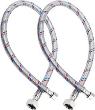 36" Braided Stainless Steel Faucet Hose Connector, 3/8" Comp x 1/2" FIP, 2Pcs