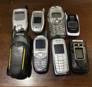 Vintage Cell Phone Lot of 8 + 2 Holsters Untested For Parts or Repair