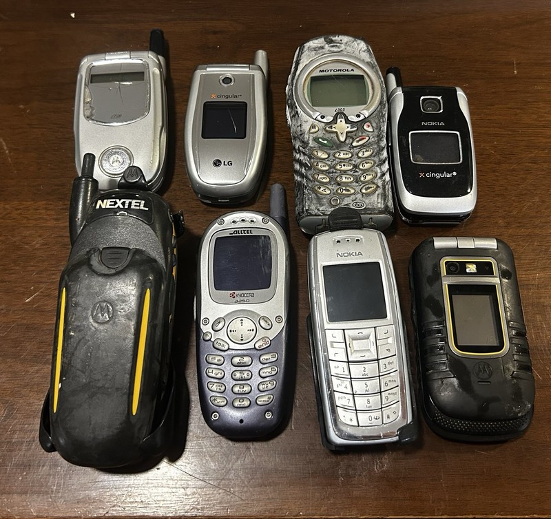 Vintage Cell Phone Lot of 8 + 2 Holsters Untested For Parts or Repair