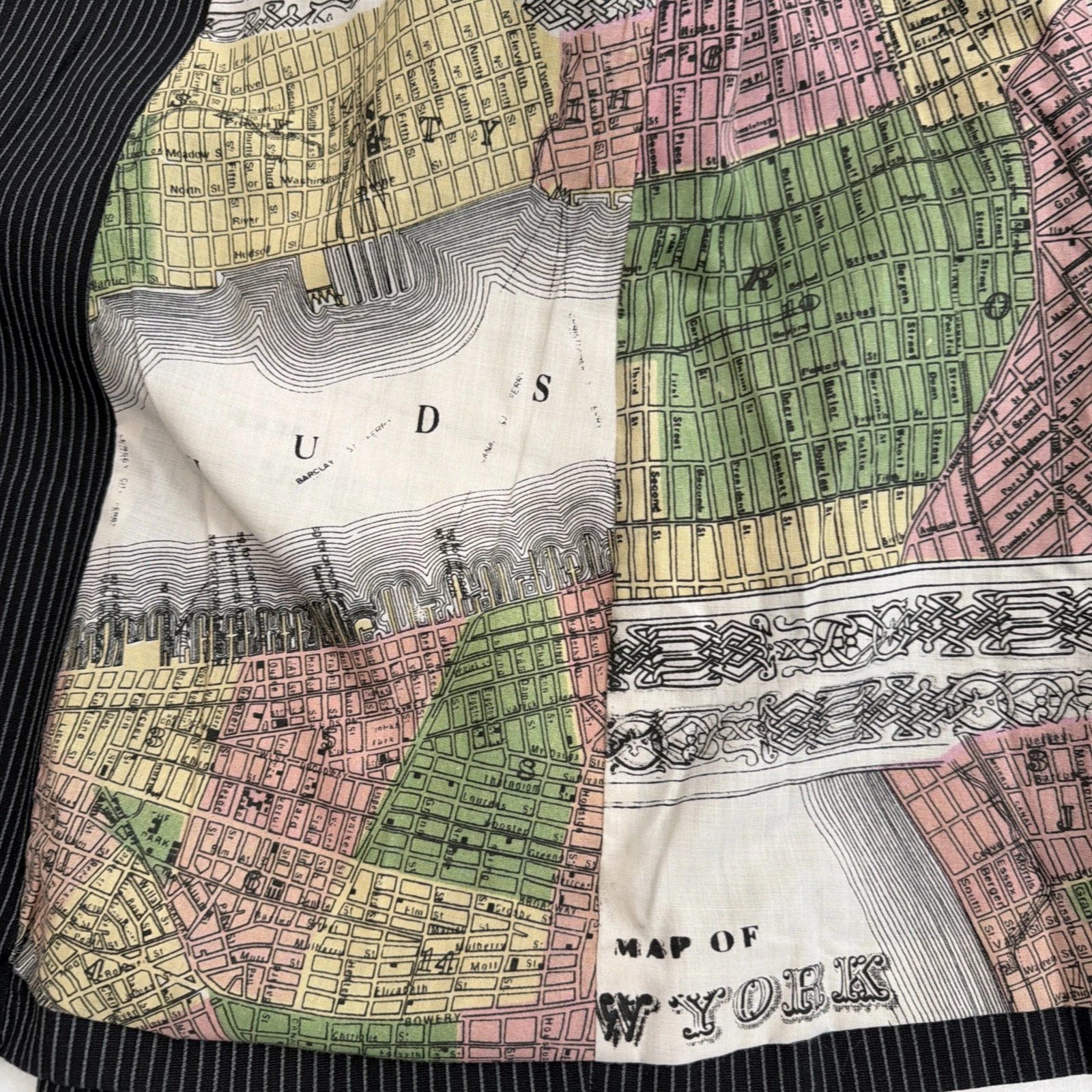 Roar Blazer Mens 2XL Y2K Pinstripe Embroidered Biker Goth Rocker Map Lining - product detail image 19