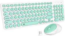 Wireless Keyboard and Mouse Combo - 2.4Ghz USB Cordless, Cute round Keys, Quiet