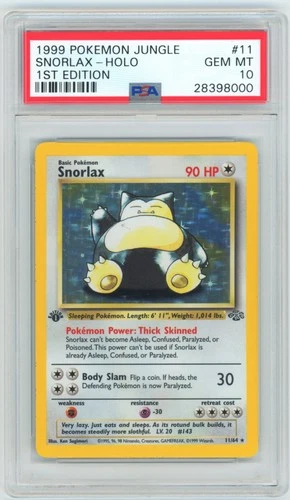 PSA 10 1st Edition Snorlax 11/64 Jungle Pokemon 1999
