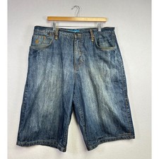 Rocawear Denim Shorts Mens Size 40 Blue Distressed Loose Fit Baggy