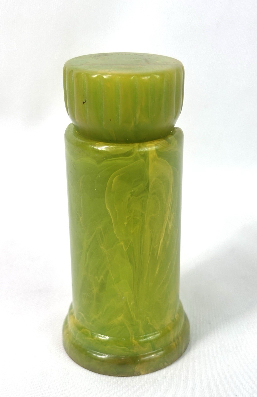 Ever Ready Vtg Shaving Brush w/stand Marbled Green Catalin/Bakelite, 200BH 4”