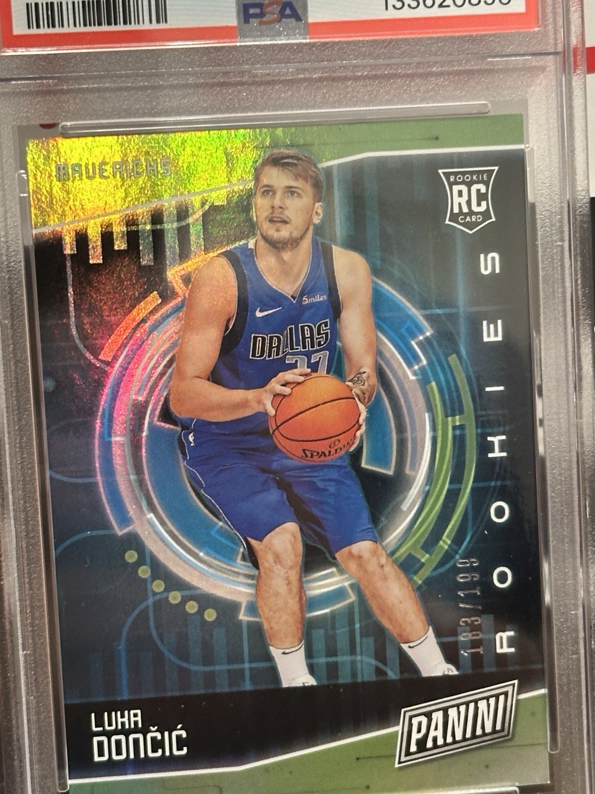 2018 Panini Luka Doncic * Cyber Monday * Rookie RC /199 Foil Refractor PSA view 4