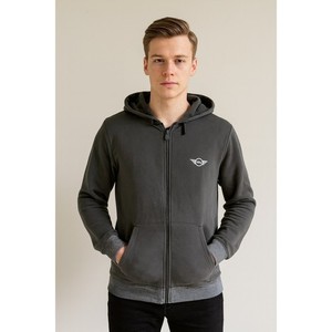MINI Cooper Charcoal Grey Organic Cotton Full Zip Logo Hoodie Size L