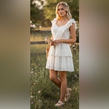 American Eagle Outfitters White Layered Mini Dress