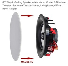 8"Ceiling Speaker 2 Way Woofer With Aluminum  Tweeter 1" Titanium for Home..