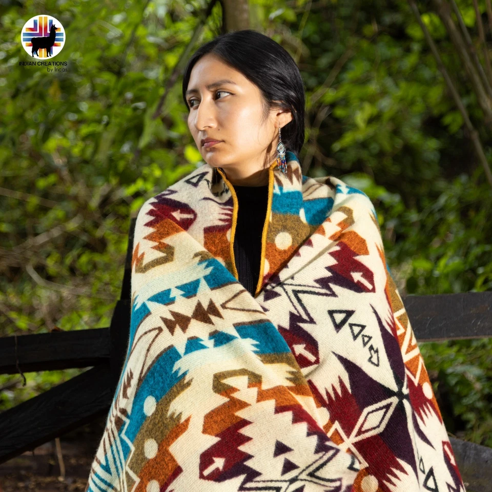 HANDMADE ALPACA BLANKET (Lantana) FREE SHIPPING IN USA, QUEEN SIZE - Image 3 of 4