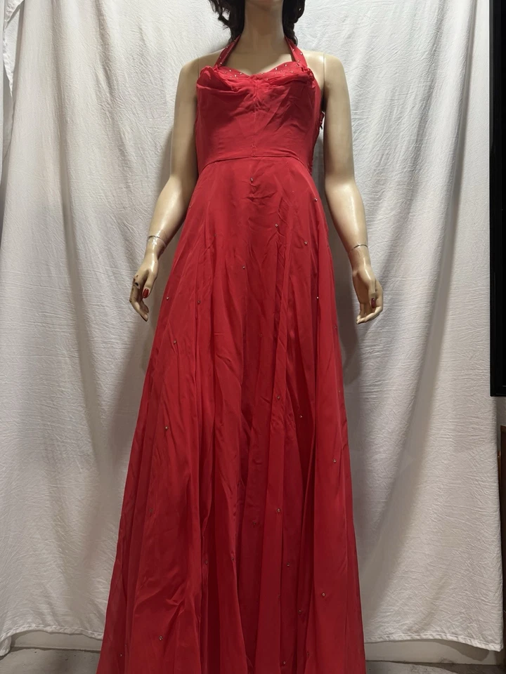 Vestido de Colección Años 40-50 Emma Domb Rojo Estrás Vestido Con Mantón Talla Mediana Foto 2 de 4