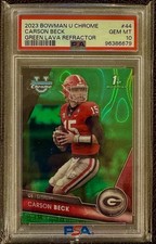 🔥👀 💎 Carson Beck Rookie Bowman 1st Chrome Green Lava /99 PSA10 POP7! Rare!🔥