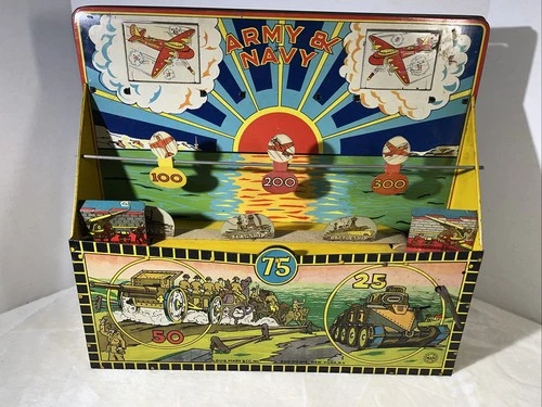 Marx Army & Navy Shooting Gallery Target WORKS 1930’s Tin Metal Wind Up Vtg