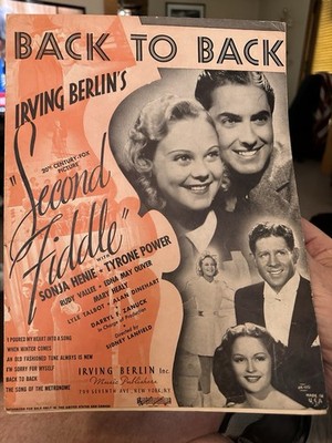 O 1943 Sonja Henie Sheet Music SECOND FIDDLE  Back To Back  (Irving Berlin)