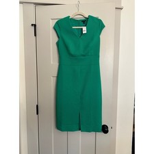 NEW Ann Taylor Green Sleeveless Dress Holiday Cocktail V-Neck Sz 2