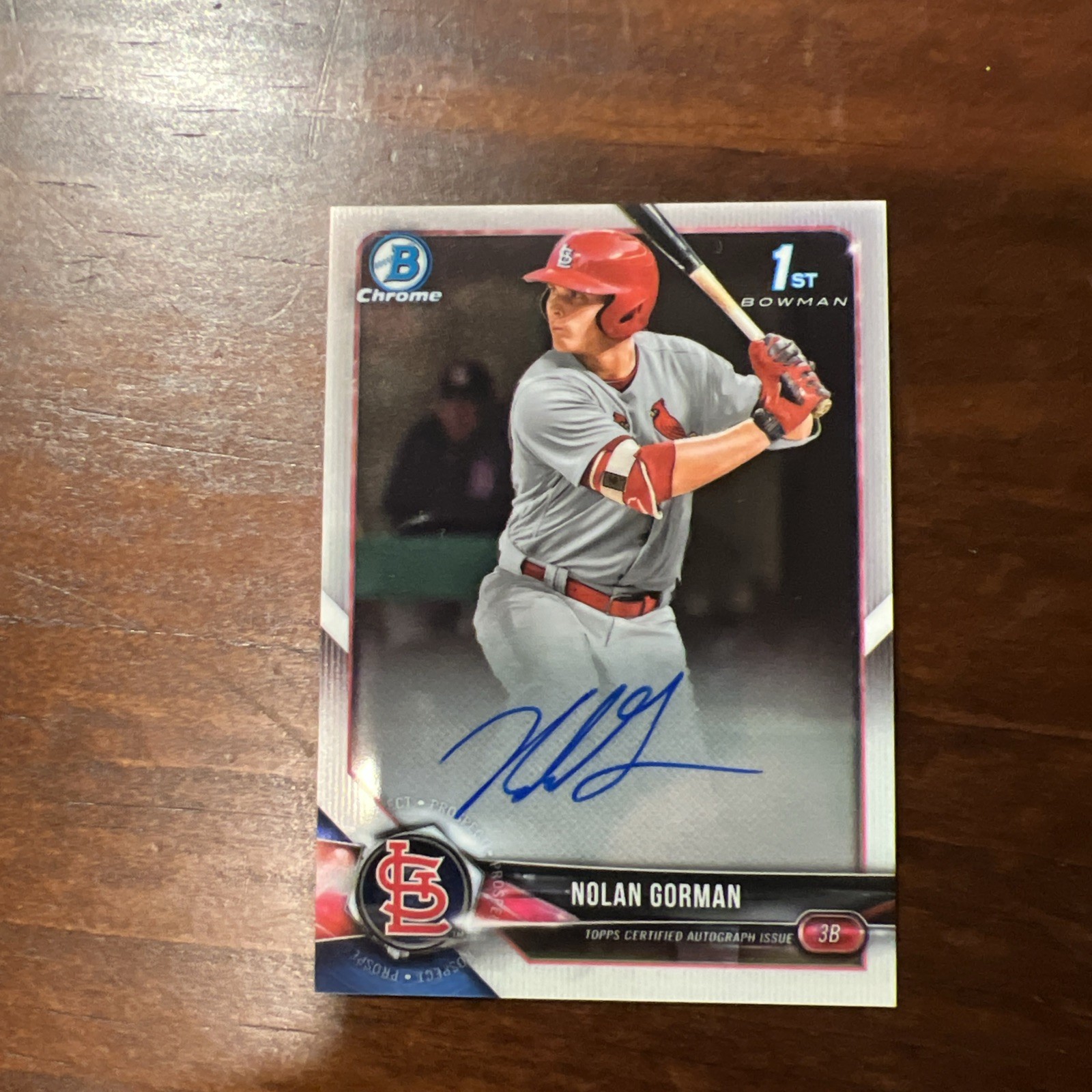 2018 Bowman Draft #CDA-NG Nolan Gorman Chrome Draft Pick Auto RC